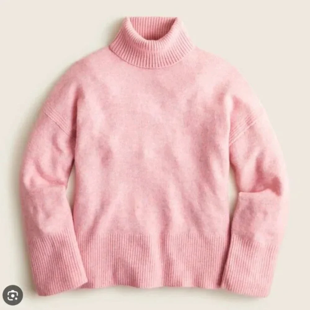 J Crew Sweater Turtleneck Supersoft Yarn Merino Wool Light Pink Size Small